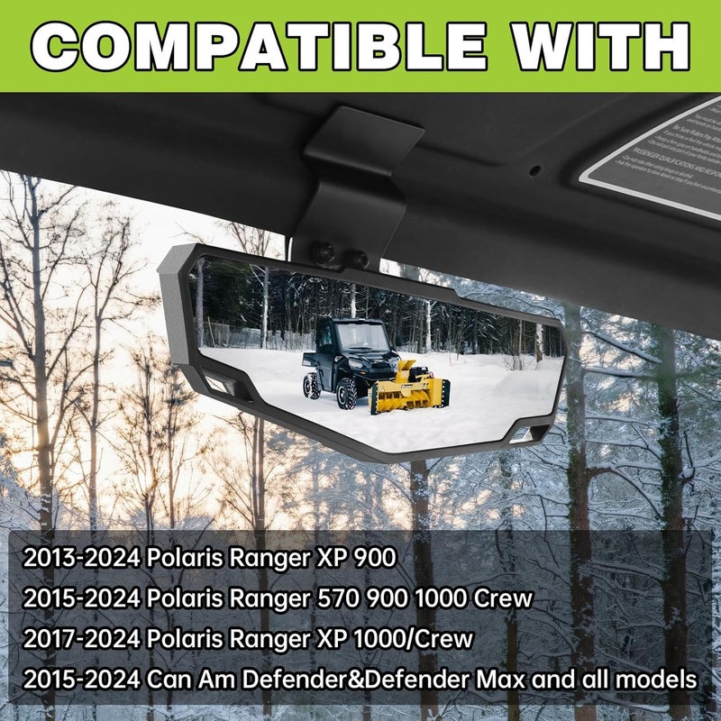 SHEJISI UTV Rear View Mirror Compatible with Can Am Defender HD10 HD9 HD8 HD7 HD5,Polaris Ranger 500 570 900 XP 1000 XP/Crew, No Drilling Modification, Easy Installation, Clear and Large Field of View - Image 2